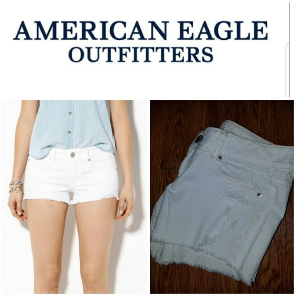 American Eagle white distressed shorts